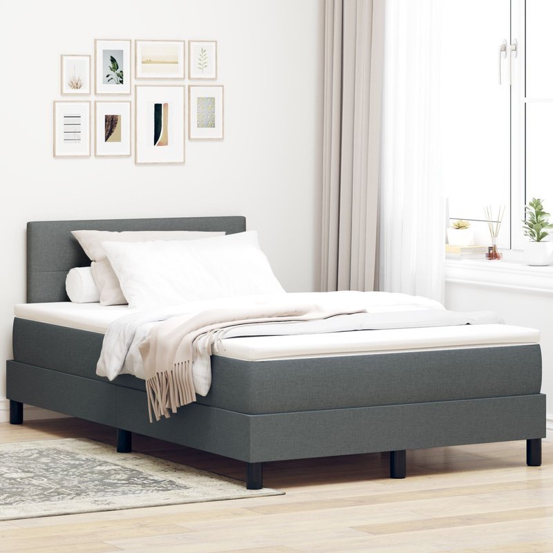 Vidaxl Box Spring Avec Matelas Gris Foncé 120x200 Cm Tissu