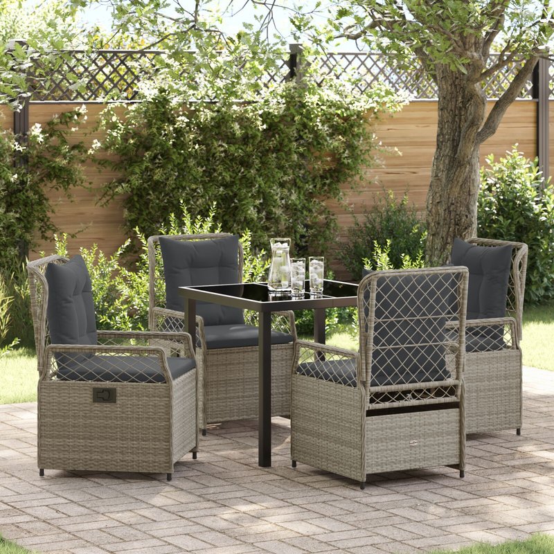 Vidaxl Ensemble De Repas De Jardin 5 Pièces Gris Clair Poly Rattan