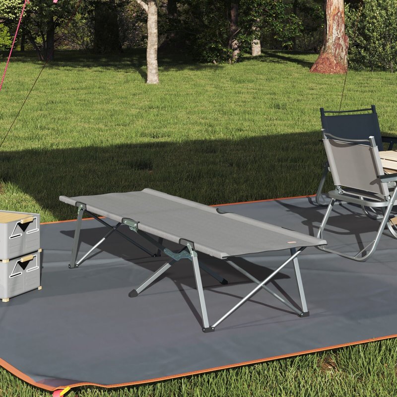 Vidaxl Lit De Camping Pliant Gris Aluminium Grand Pliable