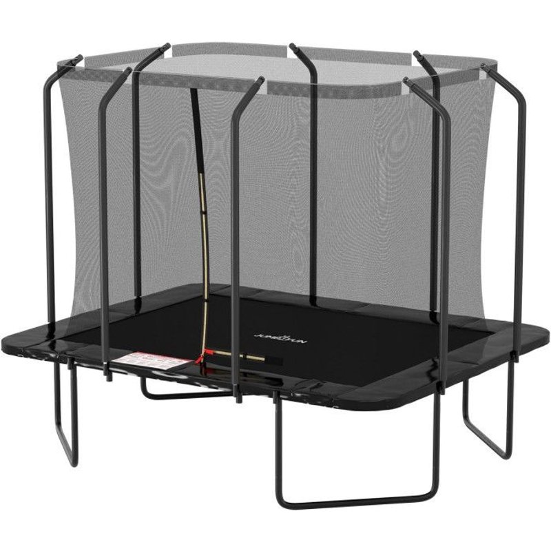 Trampoline Extérieur Luxury Rectangle Noir - 244x305cm - Avec Echelle, Tapis De Saut, Matelas De Protection Et Filet De Sécurité - Noir