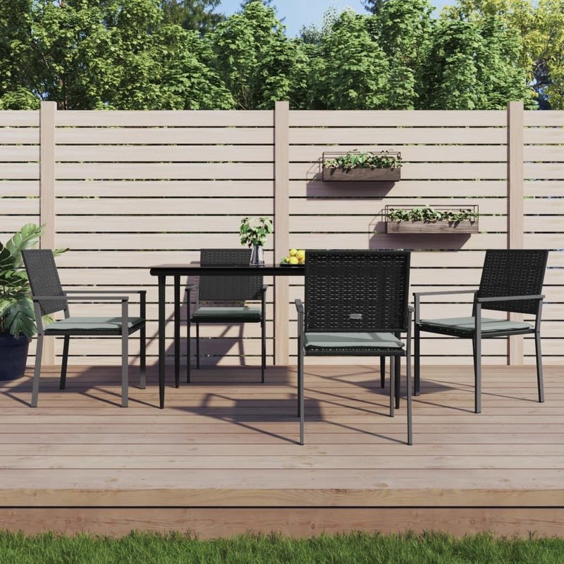 Ensemble À Manger De Jardin 5 Pcs Coussins Résine Tressée Acier