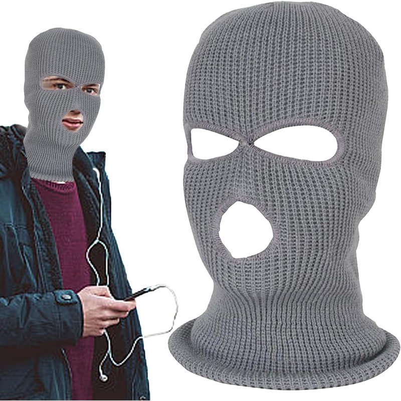 Masque D'hiver Masque Intégral Chaud En Tricot À 3 Trous, Idéal Pour Les Sports De Plein Air