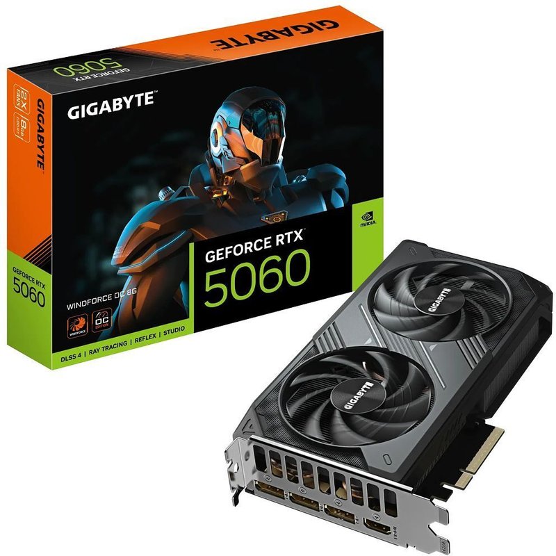 Gigabyte GV-N5060WF2OC-8GD WindForce OC 8G, GeForce RTX 5060, 8.0GB GDDR7, PCI-Express
