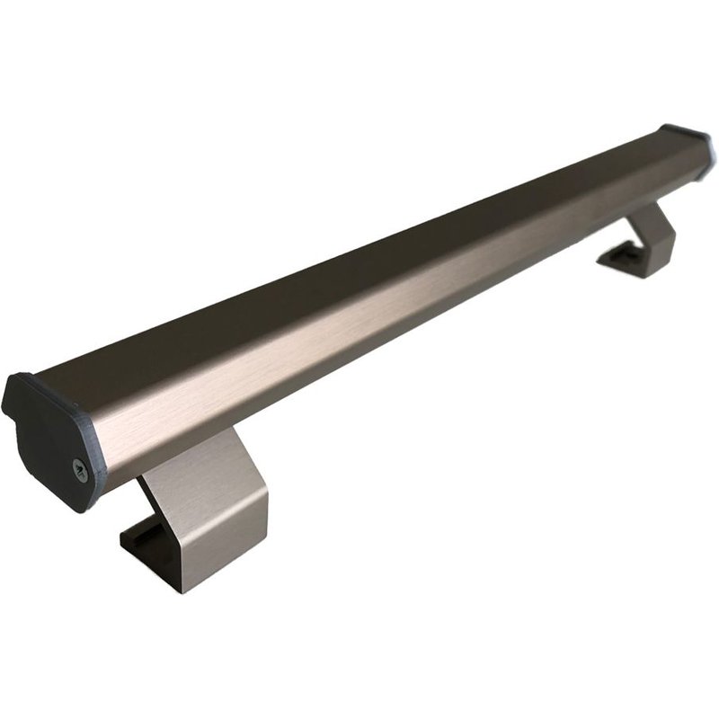 HOMEWELL - Poignée bâton maréchal- pack complet, Lg 300mm, Aspect inox brossé