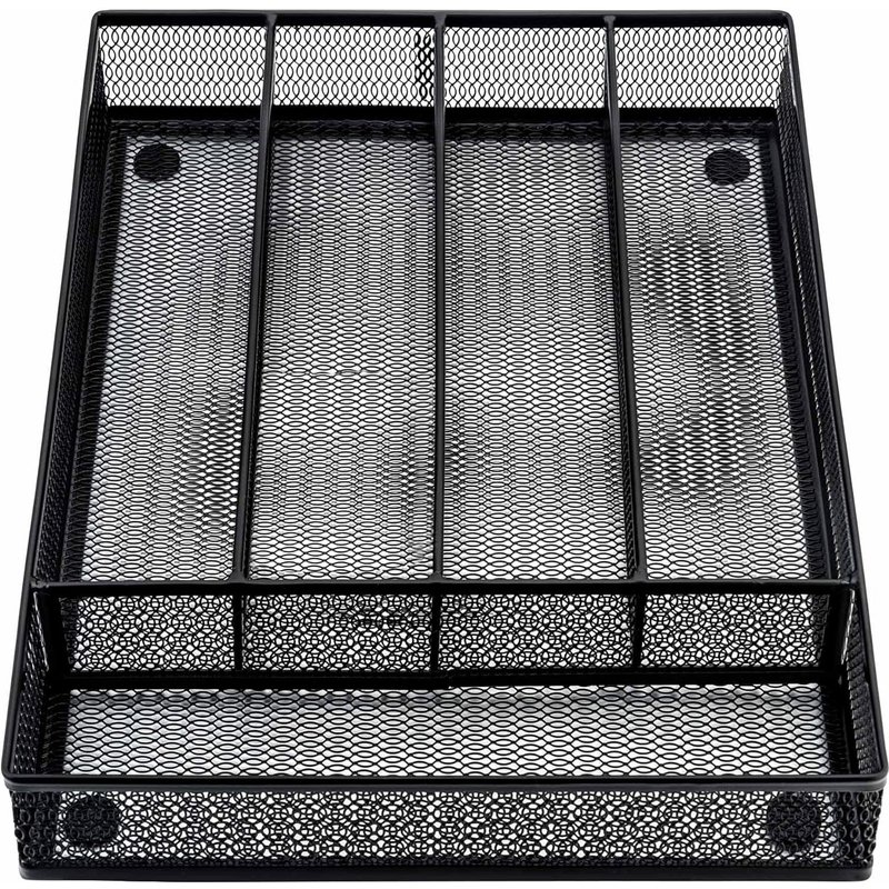 Gothicana By Emprange-Couverts Pour Tiroirs, Range-Couverts Avec 5 Compartiments, En Maille Métallique, Pour Cuisine, Bureau, Salle De Bain, 31,8 X 23,7 X 5 Cm, Noir