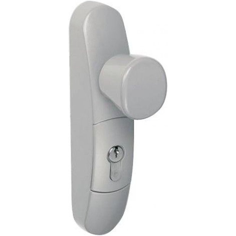 Poignée à bouton fixe pour serrure antipanique - EN 3600 gris aluminium métallisé JPM