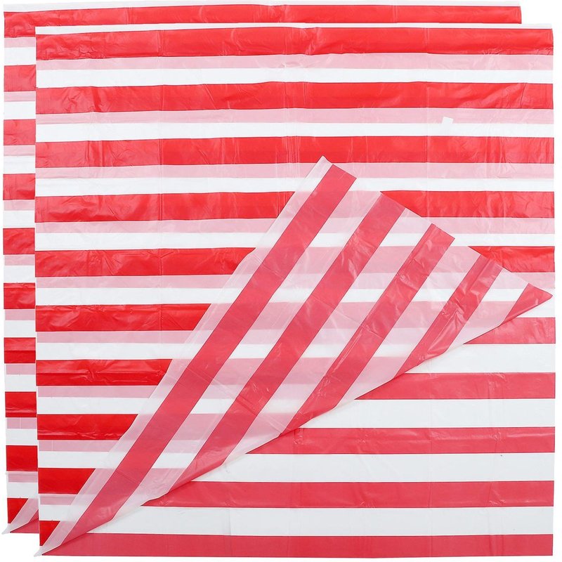 Lot De 2 Nappes À Thème Cirque Pour Décorations De Fête D'anniversaire - Housses De Table En Pvc Rouge Et Blanc Éclatant