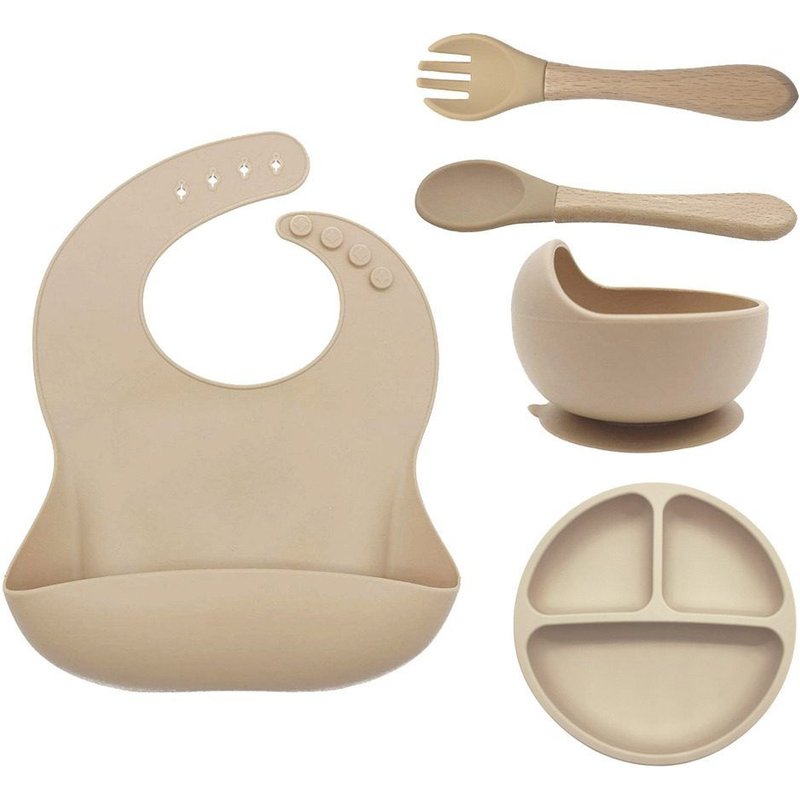 Kit D'alimentation Pour Bébé En Silicone - Accessoires D'alimentation Autonomes Et Sûrs Avec Bavoir, Ventouse Et Bols Pour Un Sevrage Autonome