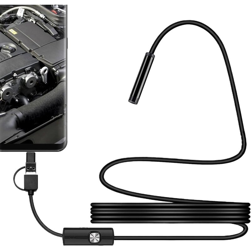 Caméra endoscopique avec éclairage Câble USB étanche IP67 pour réparation automobile, plomberie, nettoyage des canalisations et travaux électriques