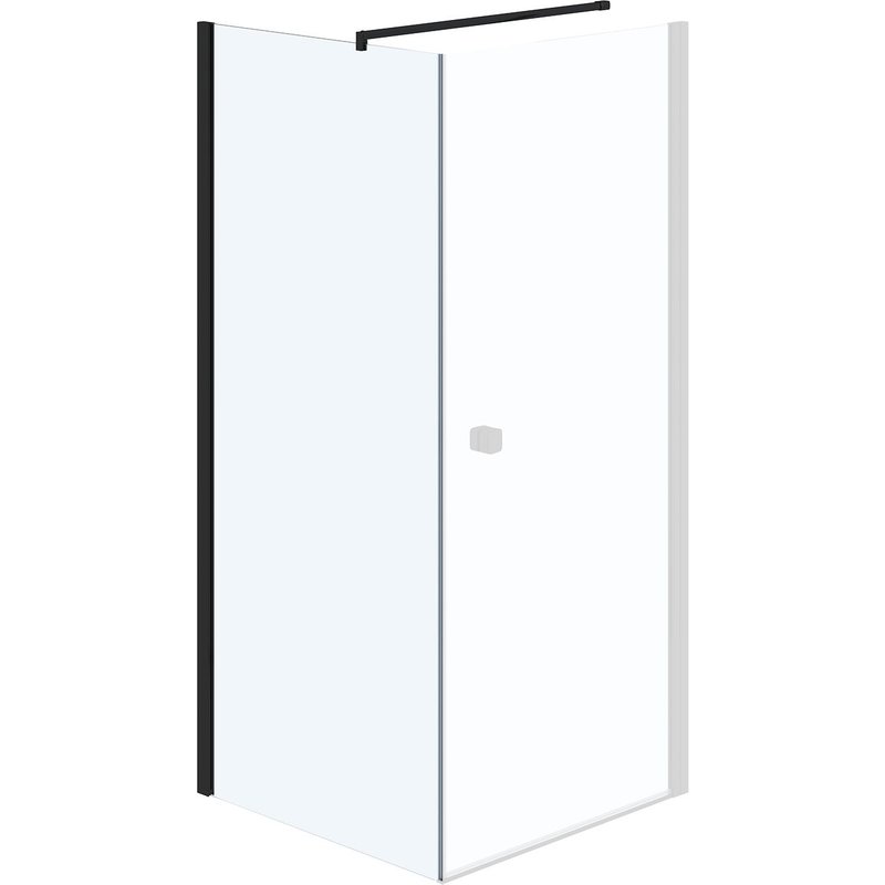 Retour pour porte de douche 80×195 cm verre trempé 8mm anticalcaire - noir - DARK ELEMENTARY