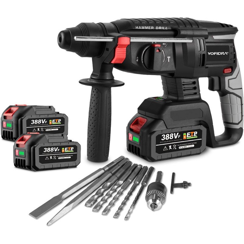 Perforateur-burineur sans fil 26mm avec 2 Batterie + 10 accessoires