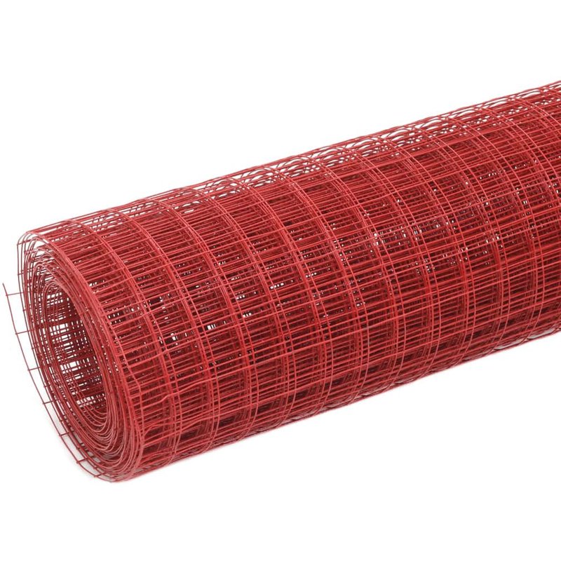 vidaXL Grillage Acier avec revêtement en PVC 10x1 m Rouge
