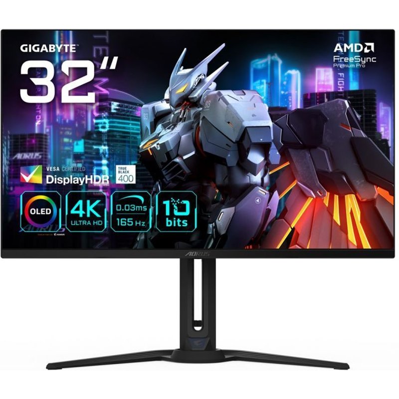 GIGABYTE AORUS FO32U 31,5" Moniteur de jeu UHD - 3840 x 2160 (UHD), 165Hz, 0,03ms, 250 cd/m², FreeSync Premium Pro, DisplayHDR True Black 400, HDMI 2.1, DisplayPort 1.4