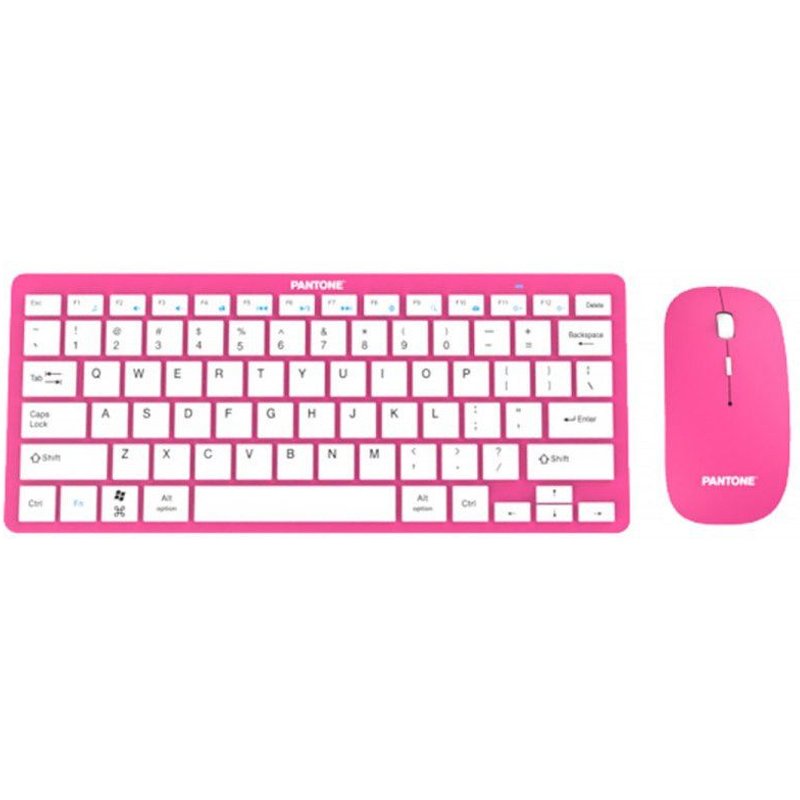 Pantone PT-MK004S Tastiera Full Size e Mouse Wireless Ergonomica Rosa