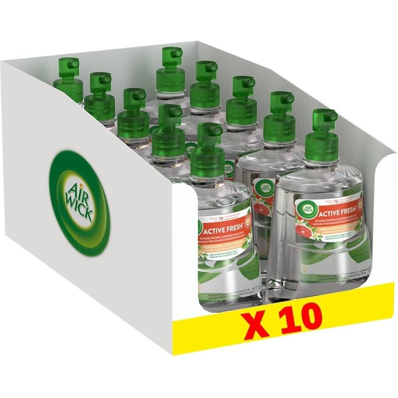 AIR WICK Lot de 10 Recharges diffuseur spray automatique désodorisant sans gaz Pamplemousse