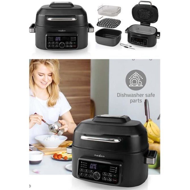 Friteuse + Grill 6L numérique 1660W multifonctionnelle à air chaud + Minuteur