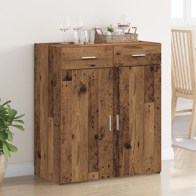 Vidaxl Meuble De Rangement Vieux Bois 80x42,5x93,5 Cm En Bois D'ingénierie