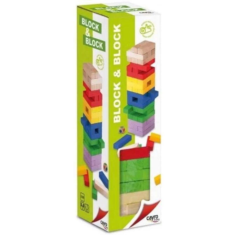 Jeux D'adresse Tours En Bois Colorées Cayro Block&block - Multicolore - 7x24x7 Cm