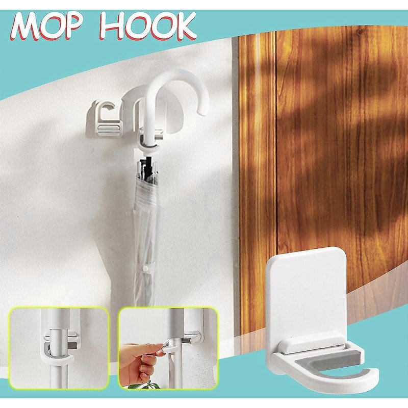 Support De Vadrouille Sans Poinçonnage Crochet Salle De Bain Mur Solide Sans Couture Rangement Pliant Rack