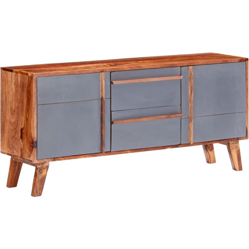 Vidaxl Buffet Gris 120x30x55 Cm Bois Massif
