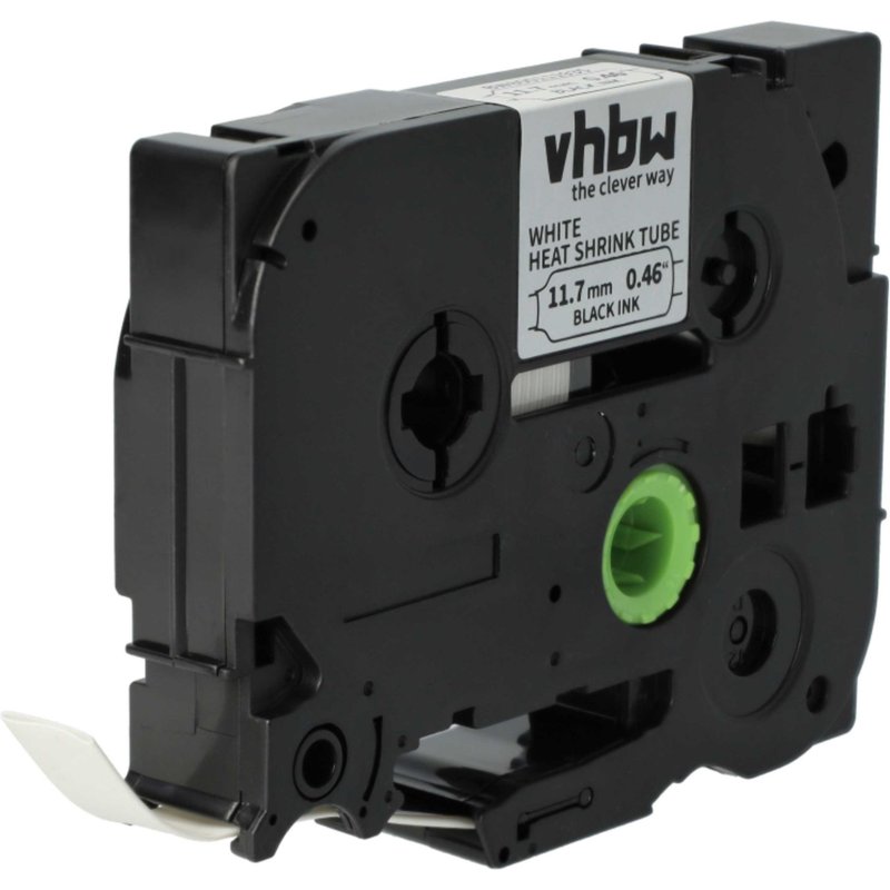 vhbw Ruban compatible avec Brother PT E550W, E550 imprimante d'étiquettes 1,5m x 11,7mm Noir sur Blanc, cassette de gaine thermorétractable