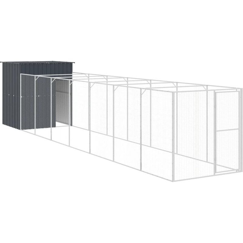 Vidaxl Niche Pour Chien Avec Cour Anthracite 165x863x181 Cm