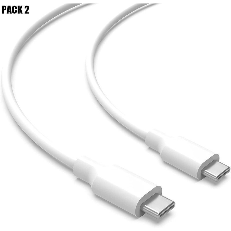 Câble USB-C vers USB-C pour iPhone 15 Pro Max, 15 Pro, 15 Plus, 15 - Charge Rapide Blanc 1M - Lot de 2 - E.F.Connection