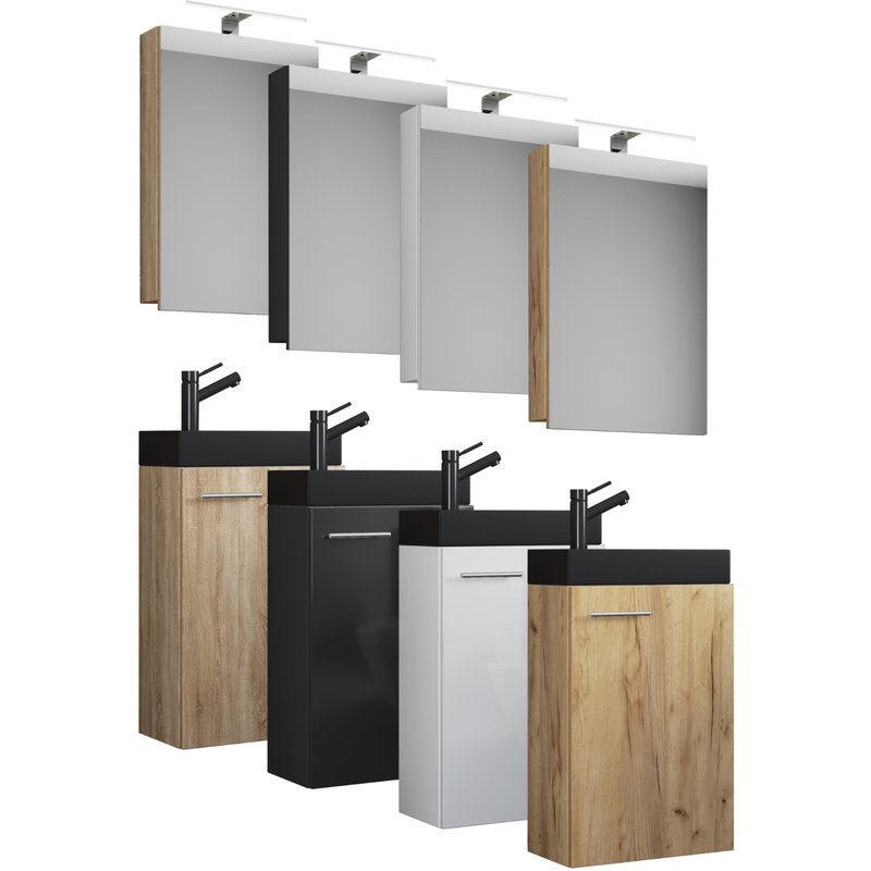 Vcm 3-Pièces Ensemble De Meubles De Salle De Bains Wc Invités Lavabo Petite Étroite Slito Sc-Bl