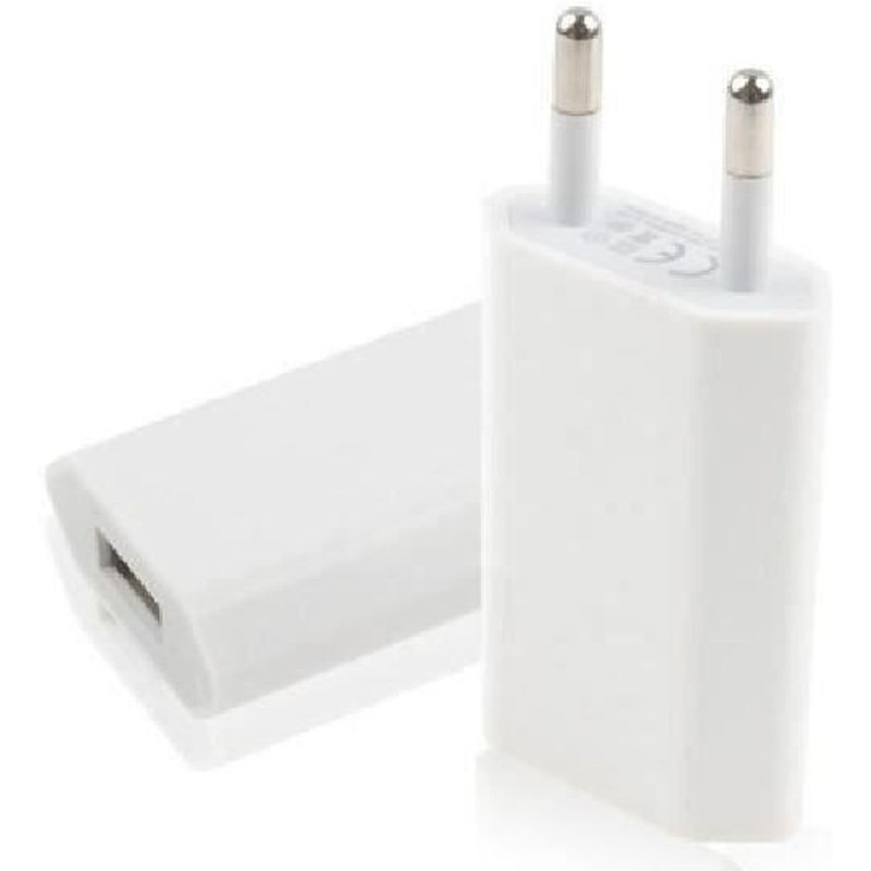 Prise Chargeur Adaptateur Secteur Usb Blanc Pour Iphone 3, 4 , 5, Ipad, Ipod.