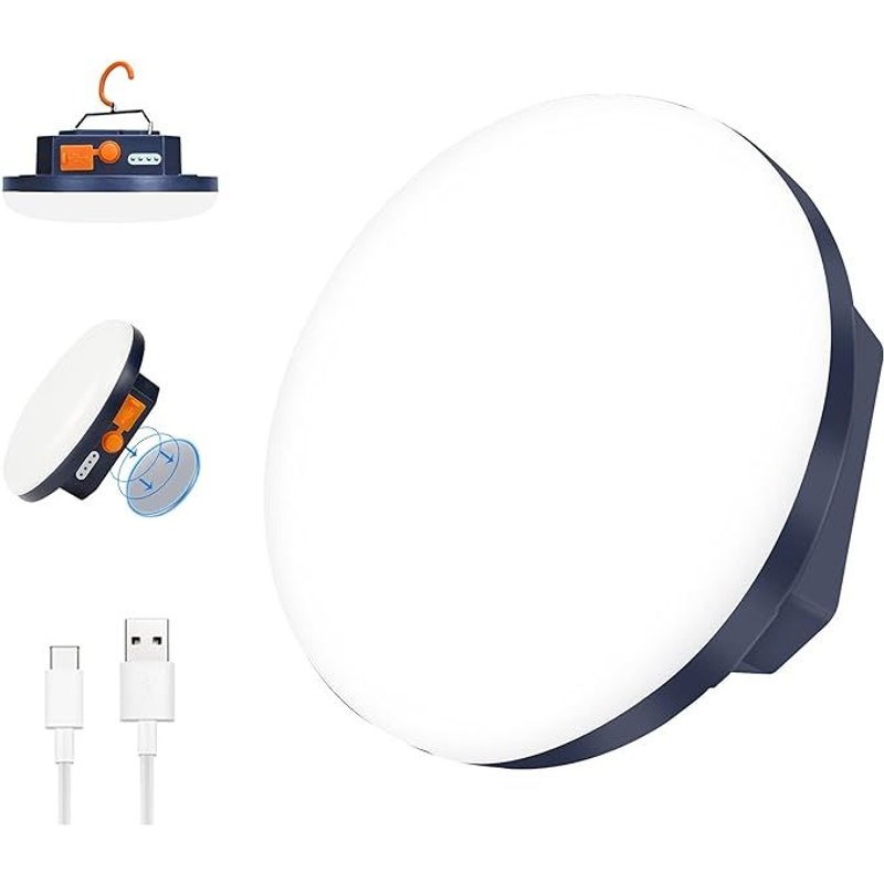 Lampe De Camping Portable (Charge Usb Jaune), Batterie Externe 4800 Mah, Lampe De Tente Rechargeable, Lumière Led Étanche Pour Camping, Travail, Chasse, Pêche, Randonnée, Urgence, Panne De Courant