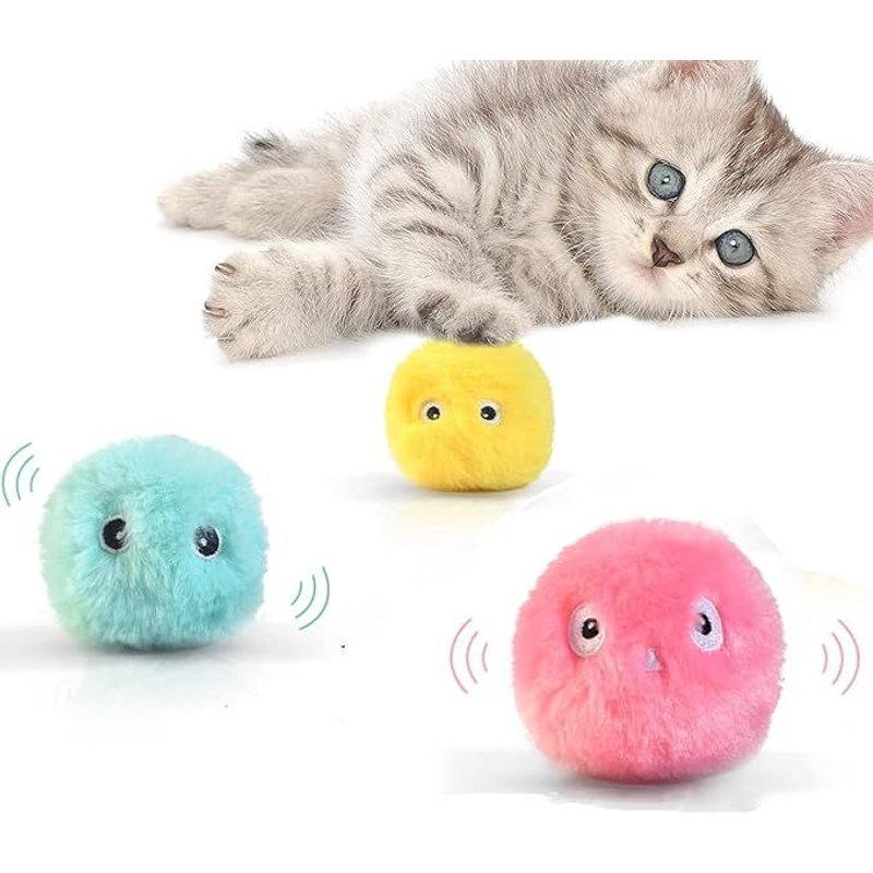 Lot De 3 Balles Parlantes (Rose, Bleu, Jaune) Avec Herbe À Chat, Jouet Interactif Réaliste Pour Chat Avec Oiseau Chanteur, Pour Mordre, Transférer, Mâcher
