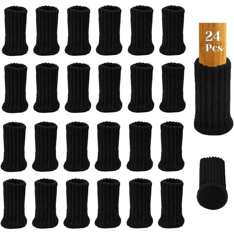 Lot De 24 Chaussettes De Chaise En Feutre Pour Meubles (Noir), Housses De Meubles De Table, Couvre-Pieds De Chaise, Tapis De Sol, Protection De Sol ? Évite Les Rayures Et Les Bruits