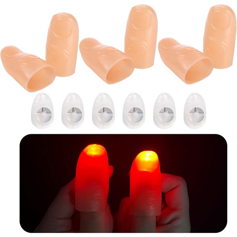 Set De 6 Lumières Led Pour Les Doigts, Lumières Led Clignotantes Pour Le Pouce, Accessoires De Magie Pour Les Fêtes Et Les Jouets