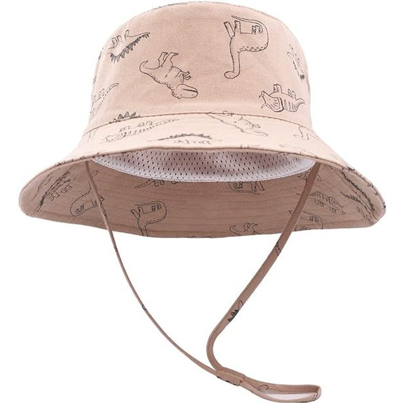 Khaki Dinosaure-1pc, 52 Yards, Pour Les Enfants Âgés De 2*-4 Ans, Chapeau De Soleil Pour Garçon, Chapeau De Coton À Larges Bords Pour Bébé Fille, Chapeau D'été Pour Enfants Avec Protection Uv Ajustabl