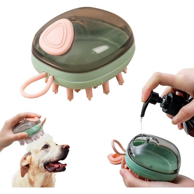 Brosse Shampoing Chien Chat,Brosse De Bain En Caoutchouc De Silicon Pour Animaux De Bain Chien Compagnie Peigne Pour Chiens Et Chats Douche Toilettage