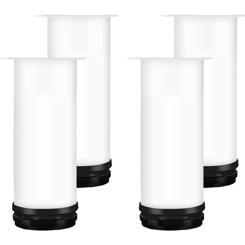 (Blanc) Pied de meuble réglable 20CM, 4PCS pied de table réglable en hauteur pied de meuble en métal acier inoxydable pied de table pied de meuble avec vis armoire, meuble TV
