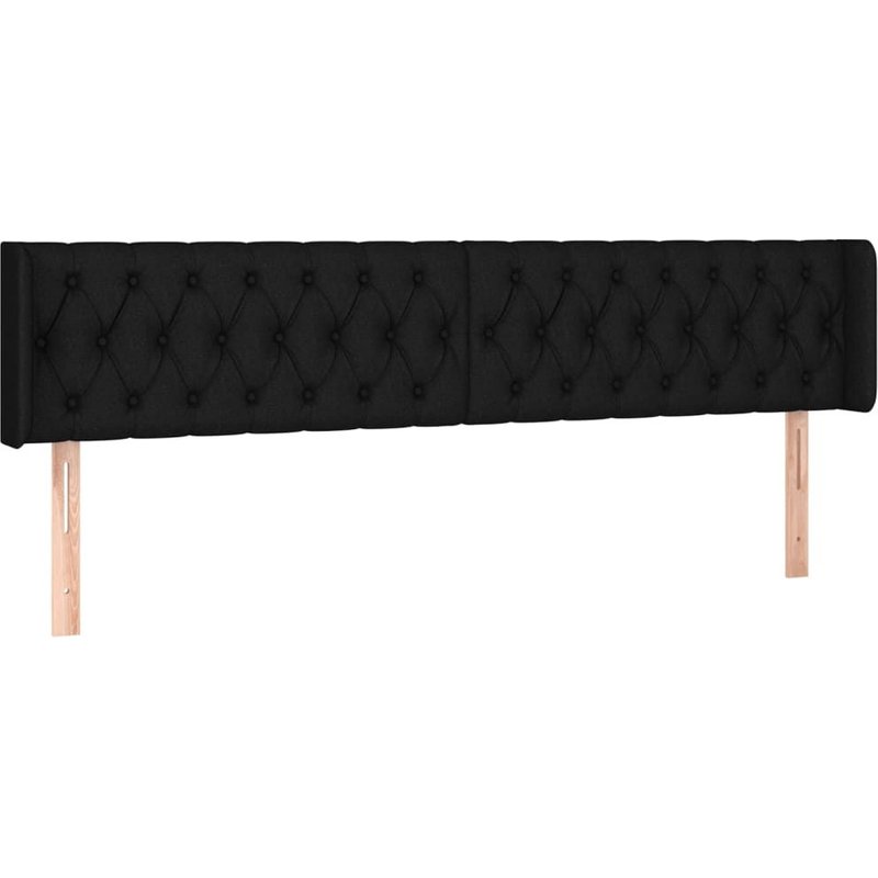 TĂȘte De Lit Accessoire Couchage Chambre Ă Coucher Meuble CapitonnĂ© Avec Rebord LatĂ©ral 203 X 16 X 78/88 Cm Tissu Noir Tdl0204492