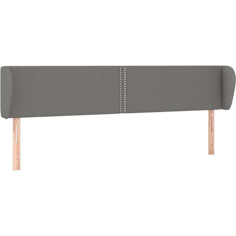 Tête De Lit Accessoire Couchage Chambre À Coucher Meuble Avec Rebord Latéral 203 X 23 X 78/88 Cm Tissu Gris Foncé Tdl0204923