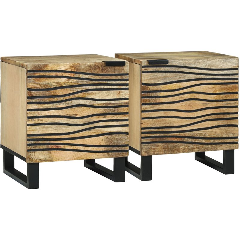 Vidaxl Cabinets De Chevet 2 Pcs 40x33.5x46 Cm Bois Massif De Manguier