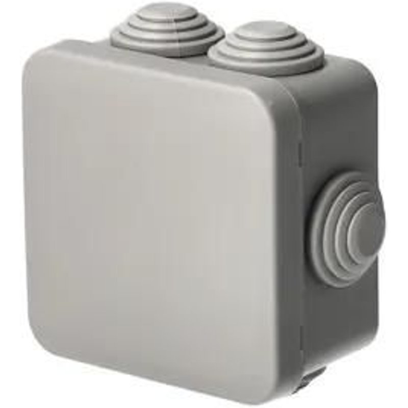 Boîtier de dérivation étanche en saillie avec presse-étoupes, fermeture à clic 70×70×35 mm IP55, gris EDO TECHNIC