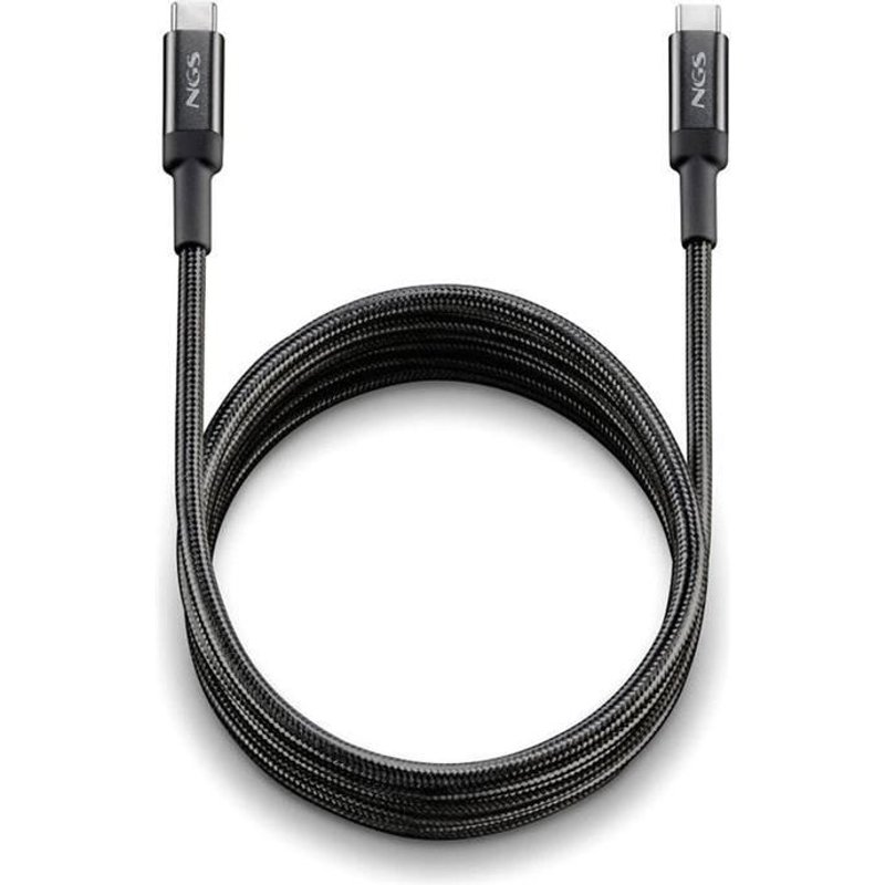NGS - Câble USB - 24 pin USB-C (M) pour 24 pin USB-C (M) - USB 2.0 - 21 V - 5 A - 3 m - Alimentation USB (100 W) - noir