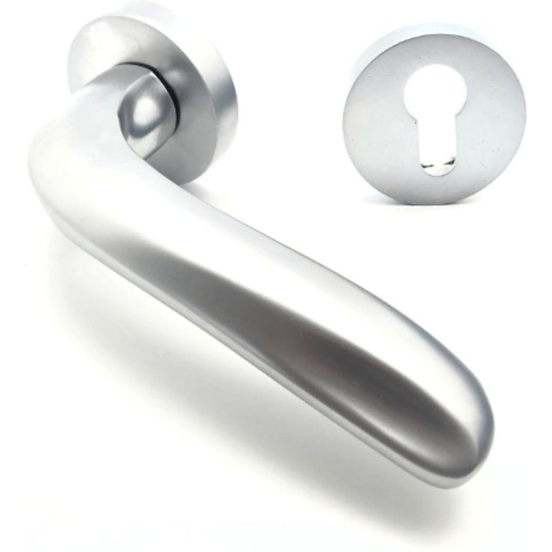 Poignée de porte design à cylindre finition aspect chromé mat Flavia - KATCHMEE