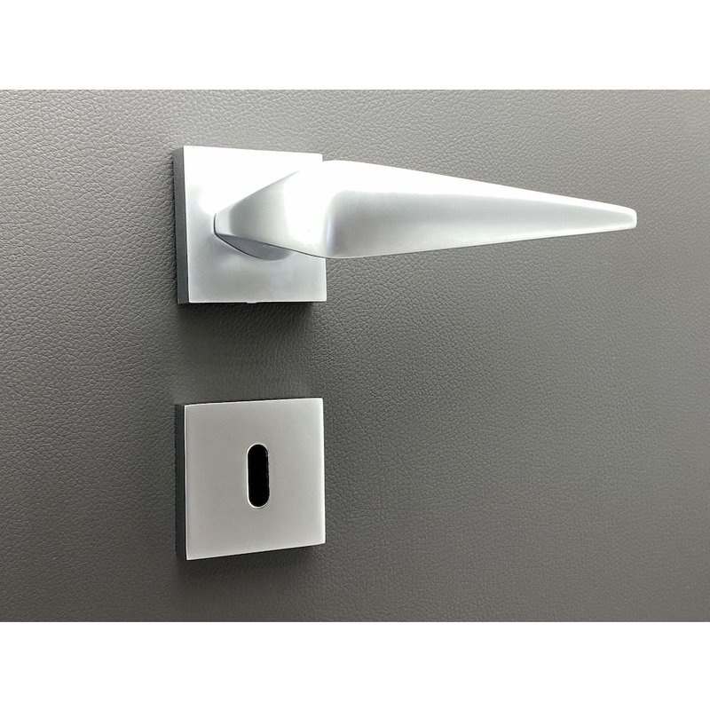 Poignée de porte design à clé finition aspect chromé mat Sofia - KATCHMEE