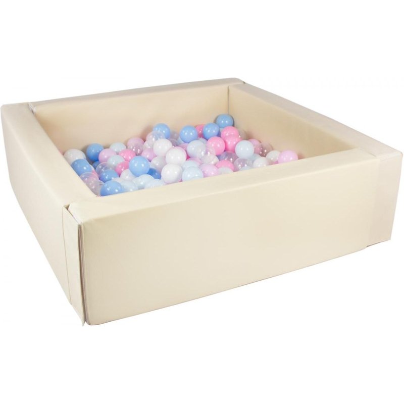 Piscine À Balles Carrée Avec 200 Balles - Cappuccino/ Balles Multicolores