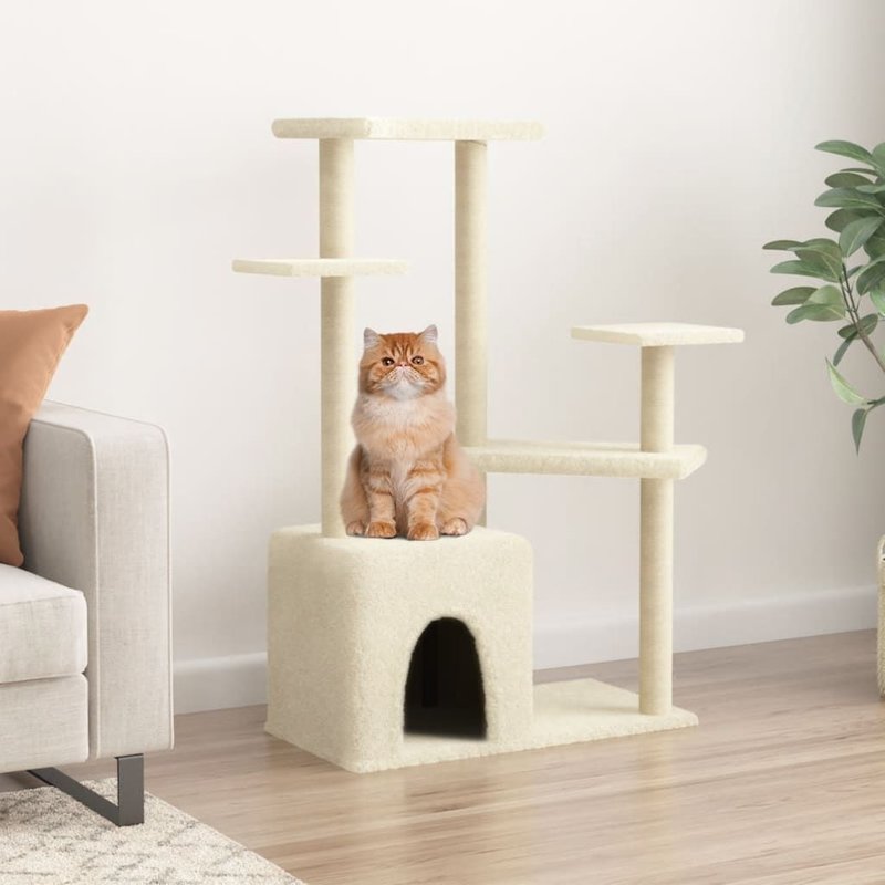 Vidaxl Arbre À Chat Avec Griffoirs En Sisal Crème 107,5 Cm