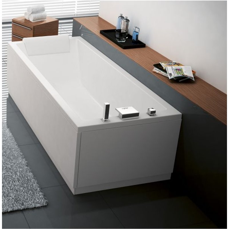 Baignoire acrylique NOVELLINI CALOS 2.0 150x70 cm avec châssis et trop plein-Blanc-Blanc--