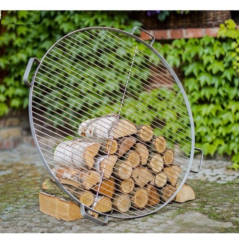 Grille de cuisson ronde en acier avec 4 poignées-Acier inoxydable--Ø 80 cm--Acier inoxydable