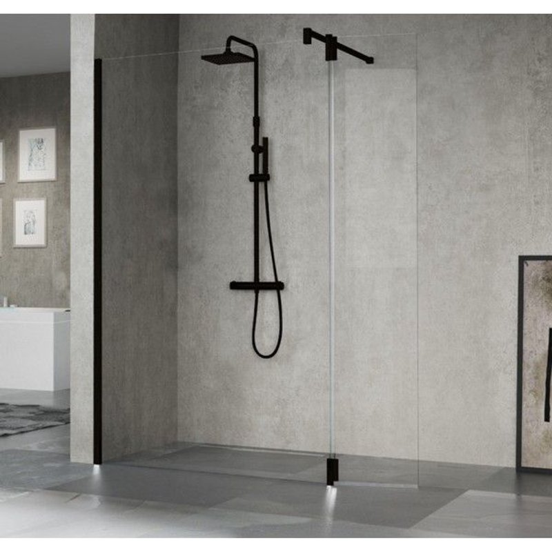 Colonne de douche thermostatique NOVELLINI EASY2 125 cm en chrome noir-Noir-Noir--