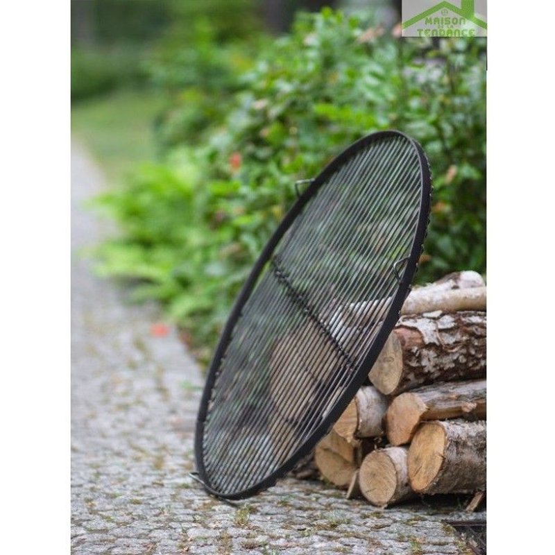 Grille ronde à suspendre pour brasero en acier-Ø 60cm-Acier noir sablé---Acier noir sablé