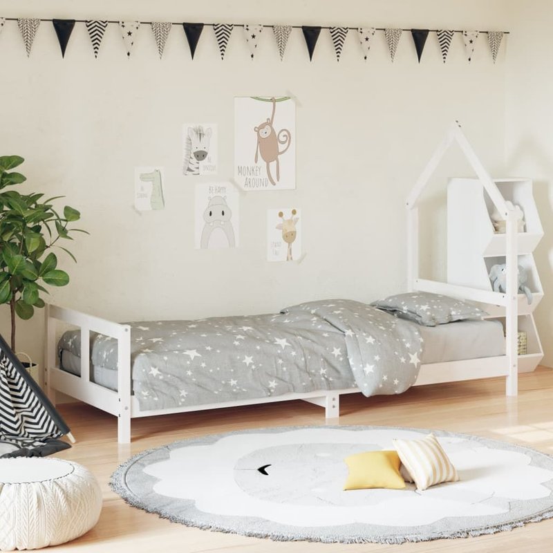 Vidaxl Cadre De Lit Pour Enfants Blanc 80x200 Cm Bois De Pin Massif